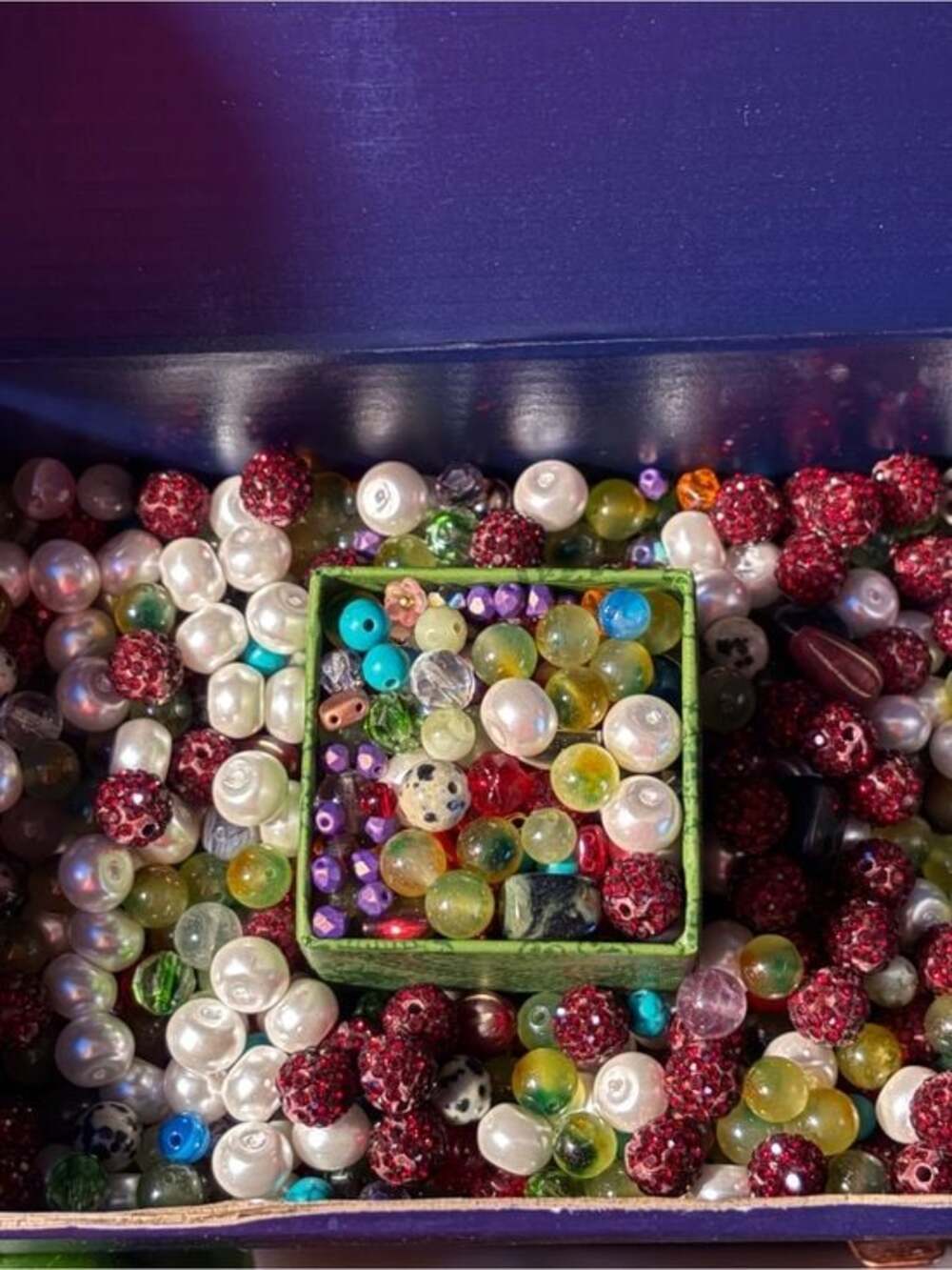3 oz Funky Bead Assortment with Shell Beads, Glass Beads. And Gemstone Beads